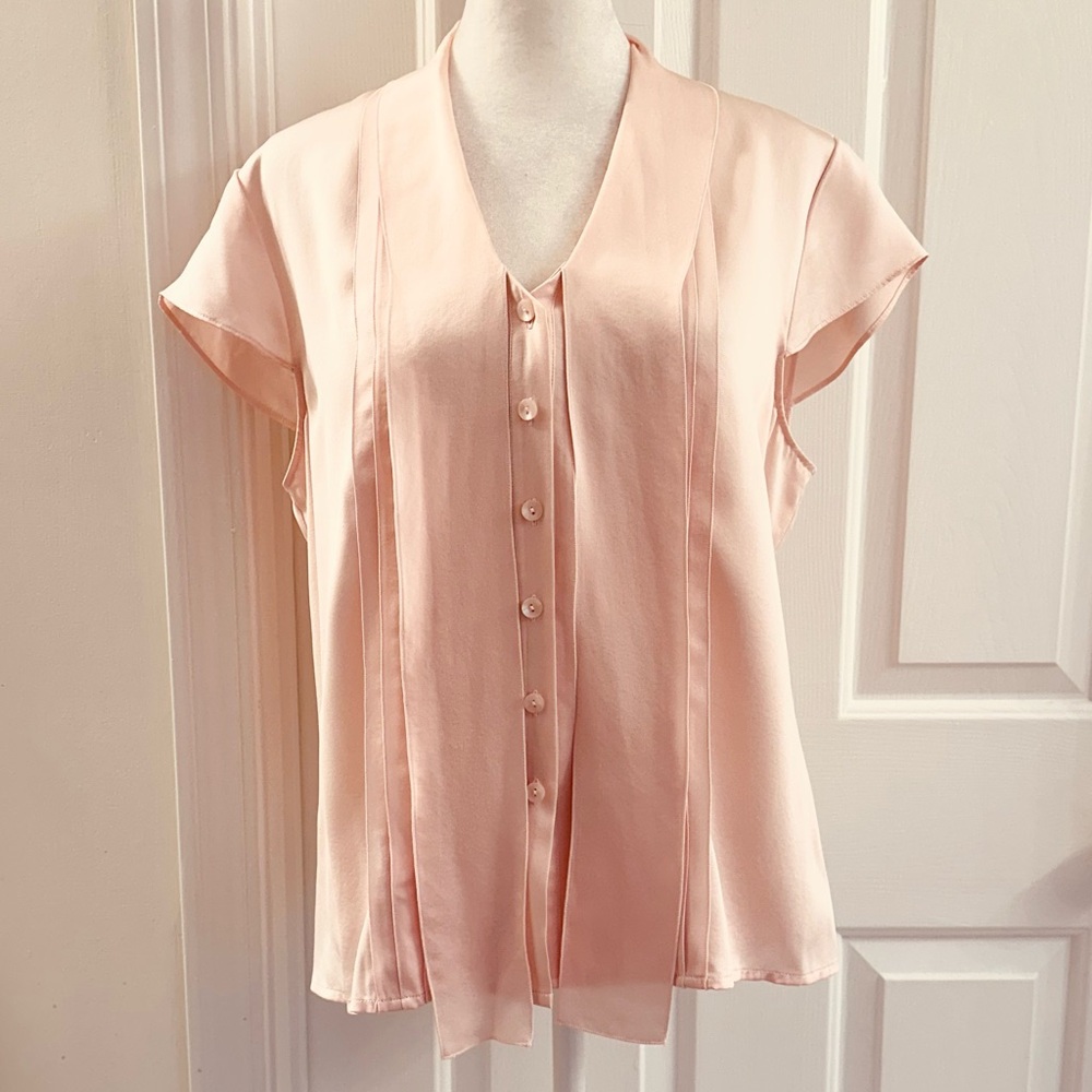 Talbots Blush Pink Short Sleeve Button-Front Blouse